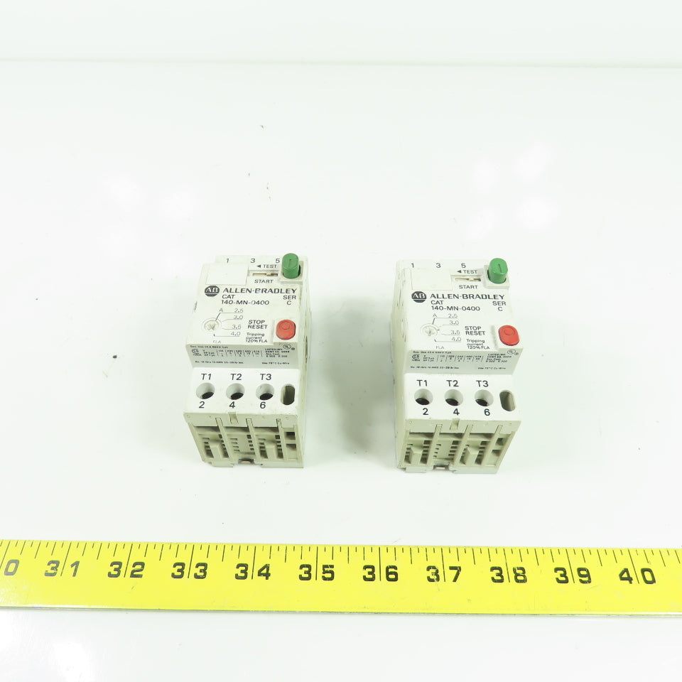 Allen Bradley 140-MN-0400 Ser C Manual Motor Starter 600V 3Ph 2.5-4.0A Lot Of 2