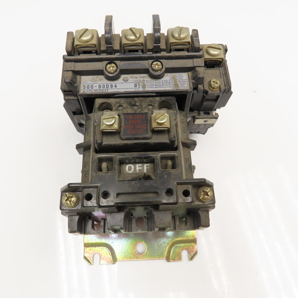 Allen Bradley 500-BOD94 Size 1 Motor Starter 600V 10Hp 120V Coil