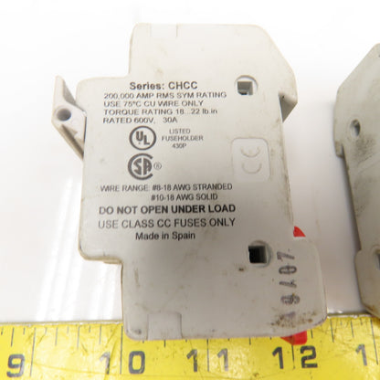 Bussmann CHCC2DI 30A 600V 2 Pole Fuse Holder Lot Of 5