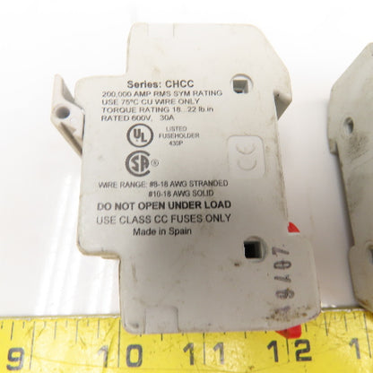Bussmann CHCC2DI 30A 600V 2 Pole Fuse Holder Lot Of 5