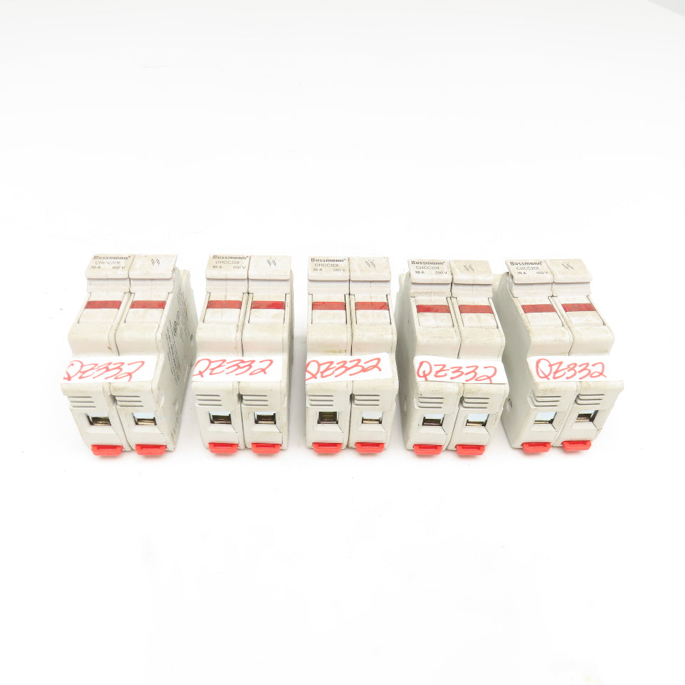 Bussmann CHCC2DI 30A 600V 2 Pole Fuse Holder Lot Of 5