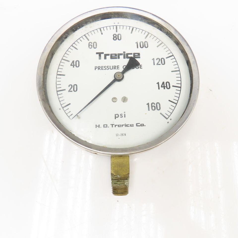 Trerice 52-2874 0-160 PSI Pressure Gage 5" Bottom Ported 1/4"