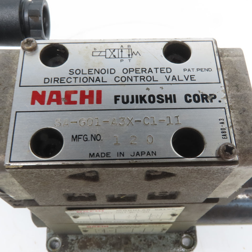 NACHI SA-G01-A3X-C1-11 Hydraulic Valve Assembly W/OCY-G01-W-Y-20 & OG-G01-P1-20