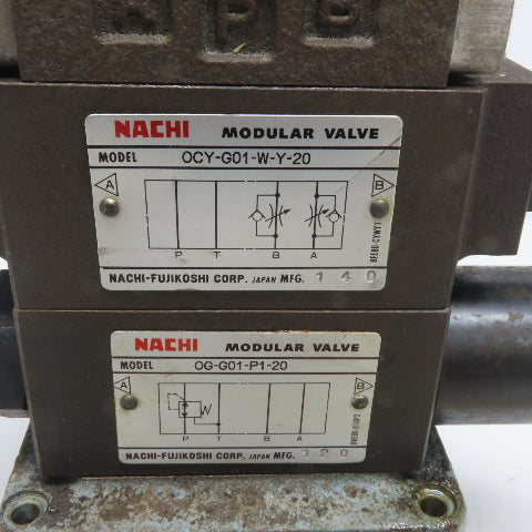 NACHI SA-G01-A3X-C1-11 Hydraulic Valve Assembly W/OCY-G01-W-Y-20 & OG-G01-P1-20