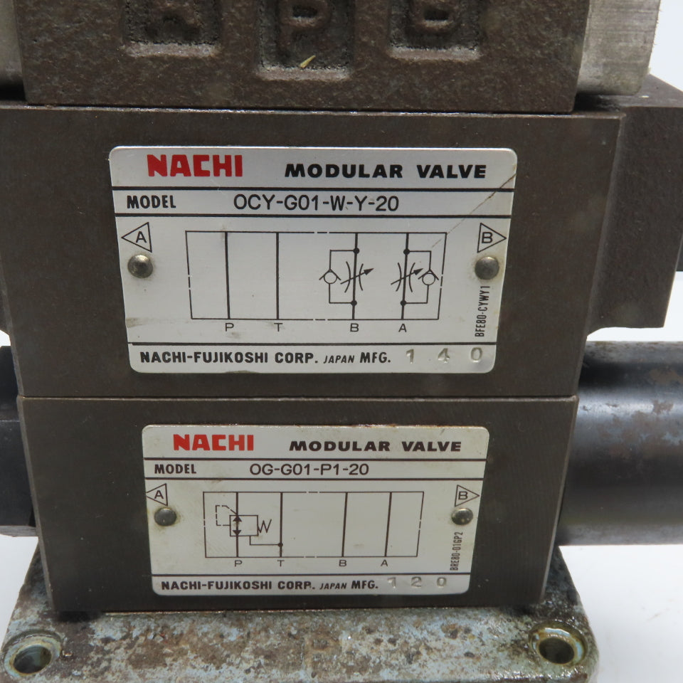 NACHI SA-G01-A3X-C1-11 Hydraulic Valve Assembly W/OCY-G01-W-Y-20 & OG-G01-P1-20