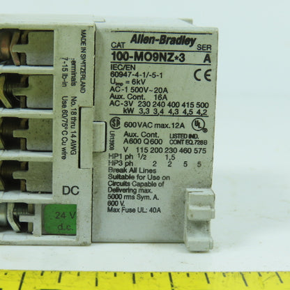 Allen Bradley 100-M09NZ*3 Ser A Contactor 600V 12A 5HP