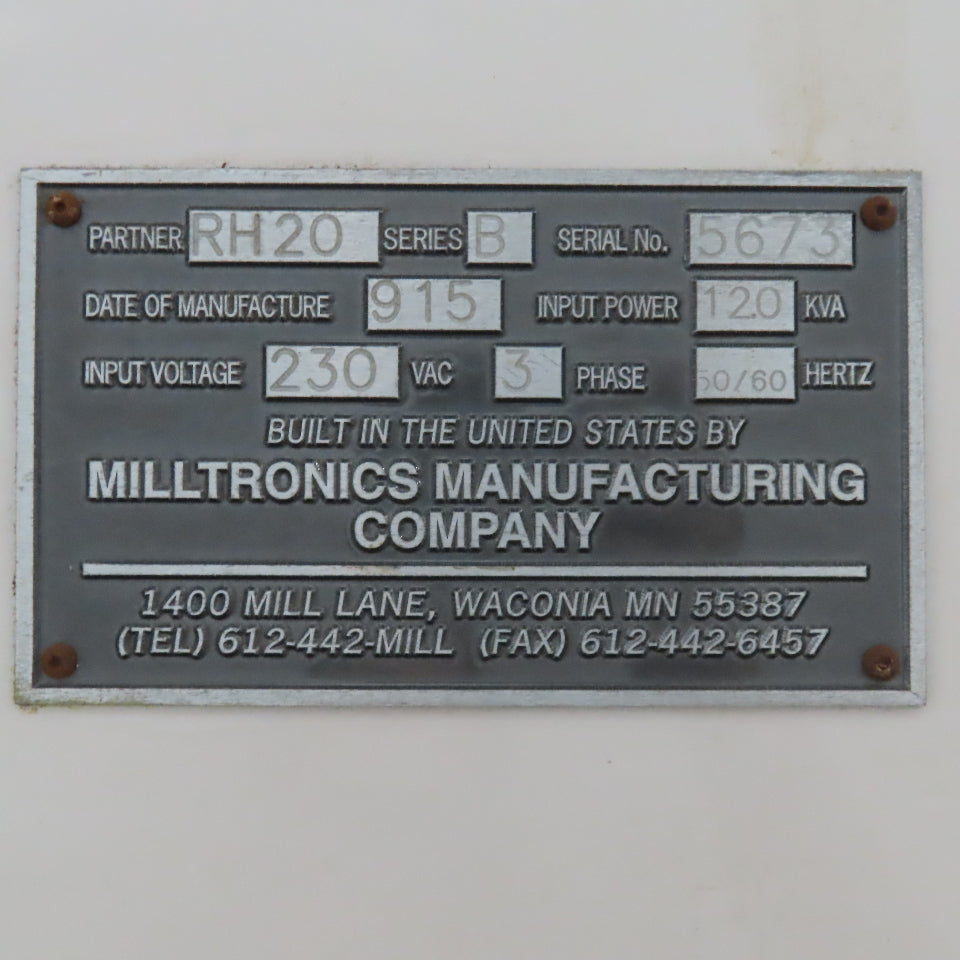 Milltronics RH20 208/230V 3Ph Vertical Milling Machine Parts/Repairs