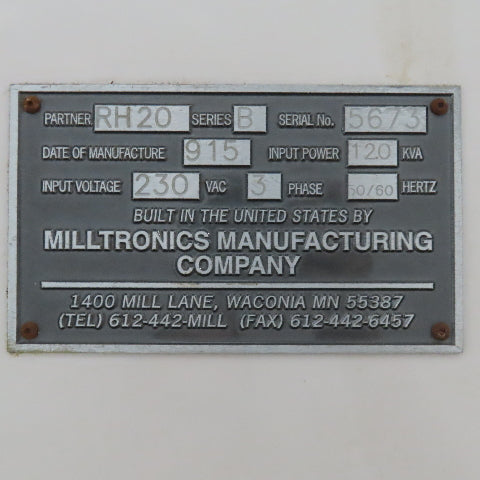 Milltronics RH20 208/230V 3Ph Vertical Milling Machine Parts/Repairs