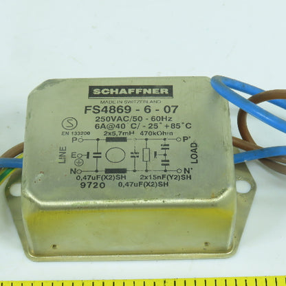 Schaffner FS4869-6-07 250VAC Line Filter 50-60HZ 6A