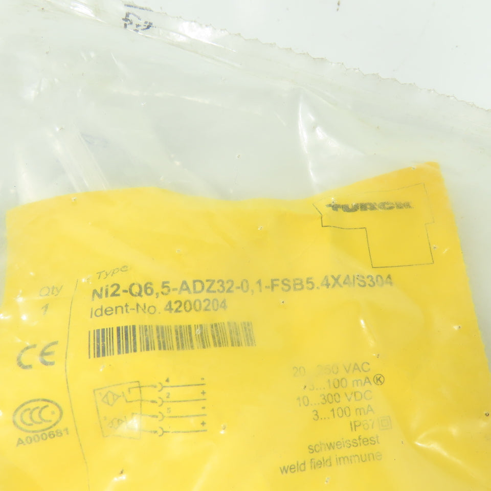 Turck Ni2-Q6,5-ADZ32-0,1-FSB5.4X4/S3040 Proximity Sensor 250VAC 300VDC 2 Wire