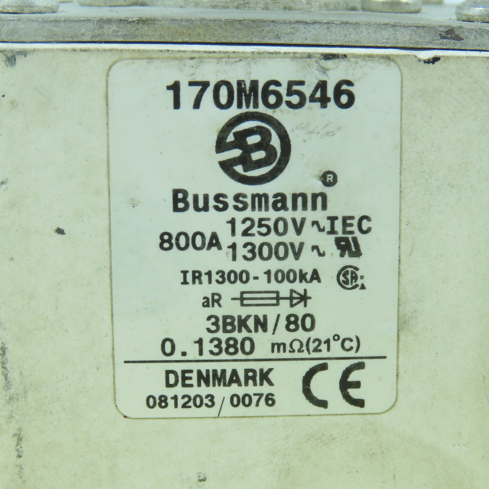 Bussmann 170M6546 800A High Speed Fuse Link 1250/1300V 3BKN