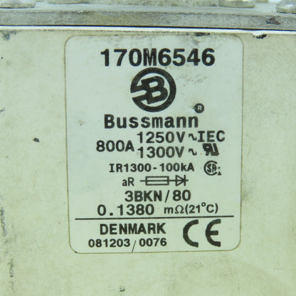 Bussmann 170M6546 800A High Speed Fuse Link 1250/1300V 3BKN