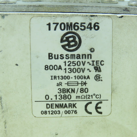 Bussmann 170M6546 800A High Speed Fuse Link 1250/1300V 3BKN