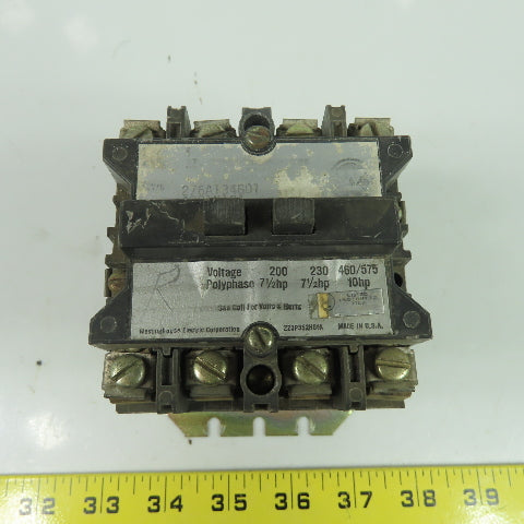 Westinghouse 276A134G01 600VAC Non-Reversing Contactor Size 1 50/60Hz 120V Coil