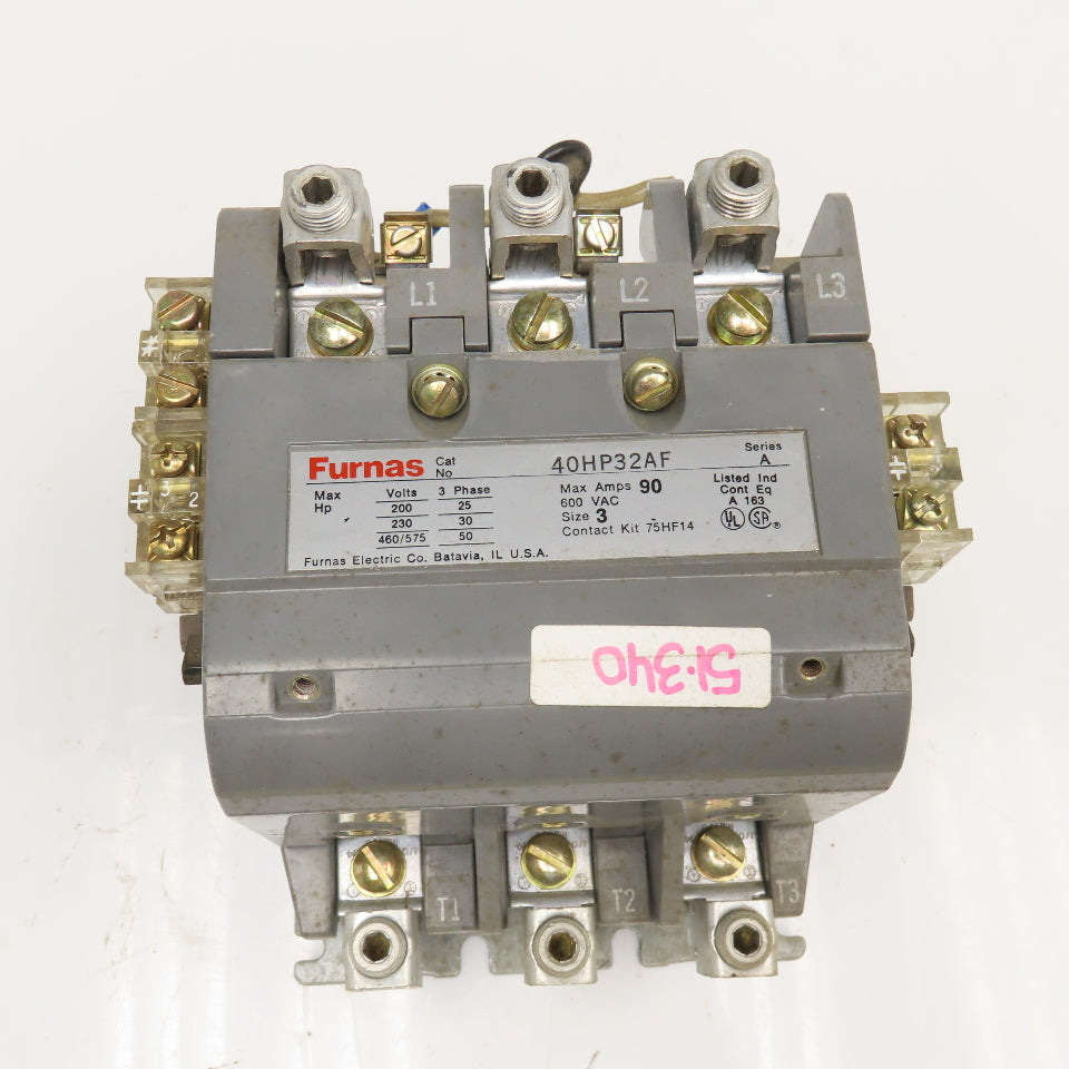 Furnas 40HP32AF Size 3 Contactor 90A 600VAC MAX 120V Coil