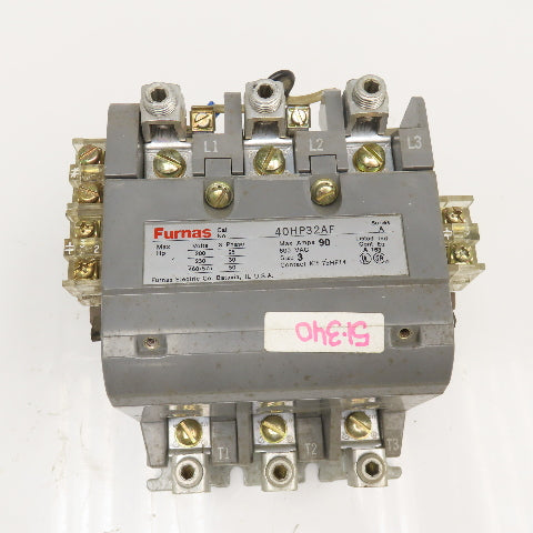 Furnas 40HP32AF Size 3 Contactor 90A 600VAC MAX 120V Coil
