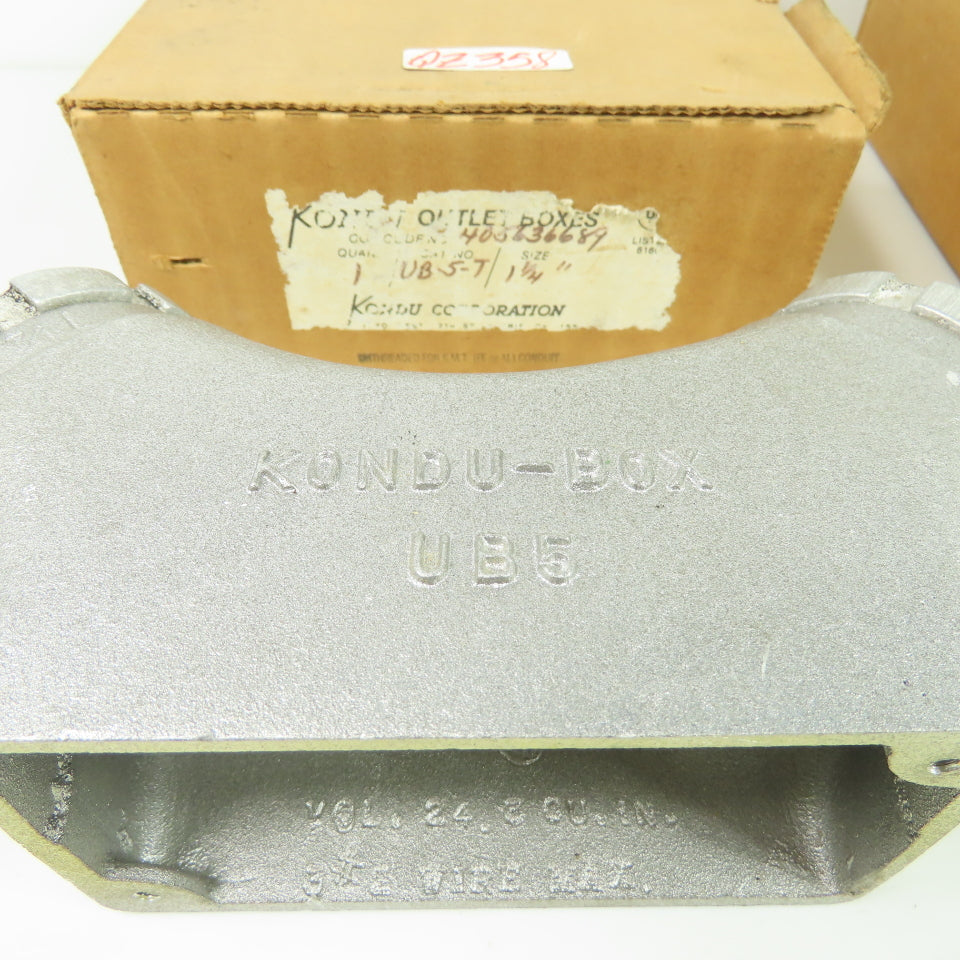 Kondu-Box UB5 1-1/4" Aluminum Electrical Conduit Outlet Box Lot Of 2