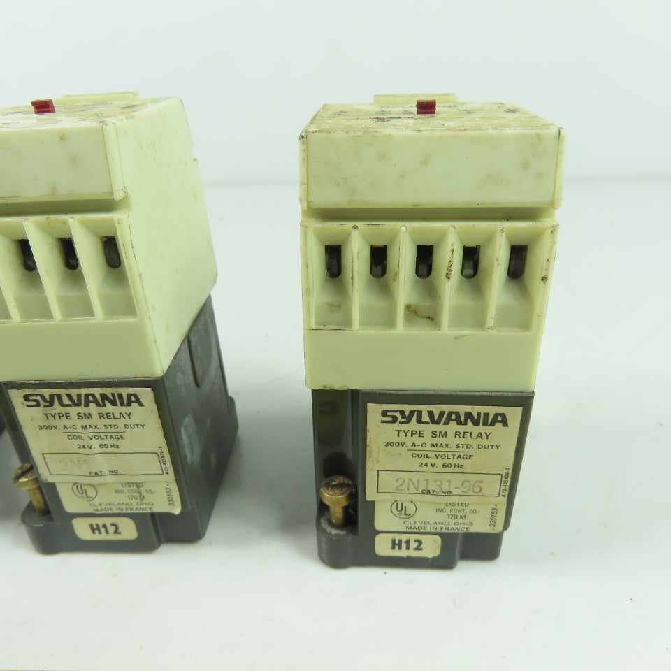 Sylvania 2N131-96 Type SM Relay 300VAC 24V Coil 60Hz Lot Of 3