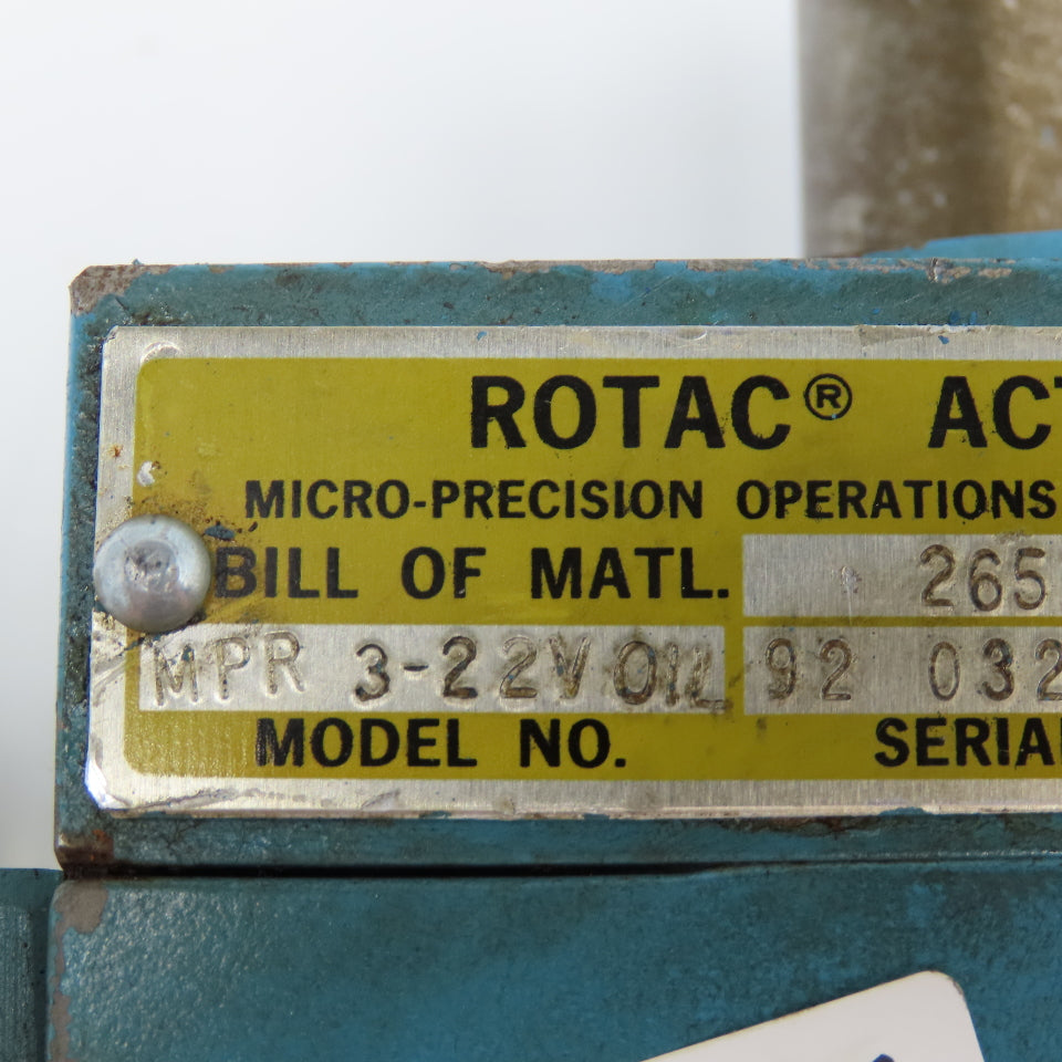 Micro Precision Inc. MPR 3-22V-OIL Rotac 1-1/4" Shaft Hydraulic Actuator 1000PSI