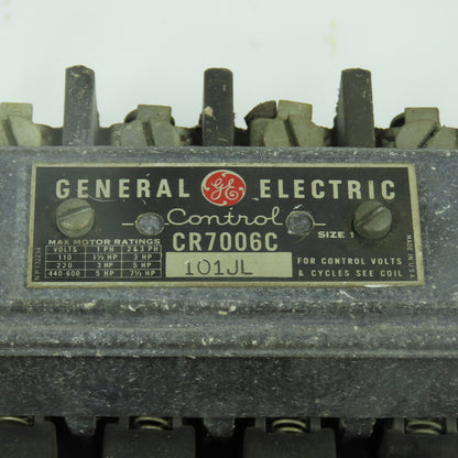 General Electric 101JL Size 1 Motor Starter Contactor 1.5-7.5HP 600V W/ Overload