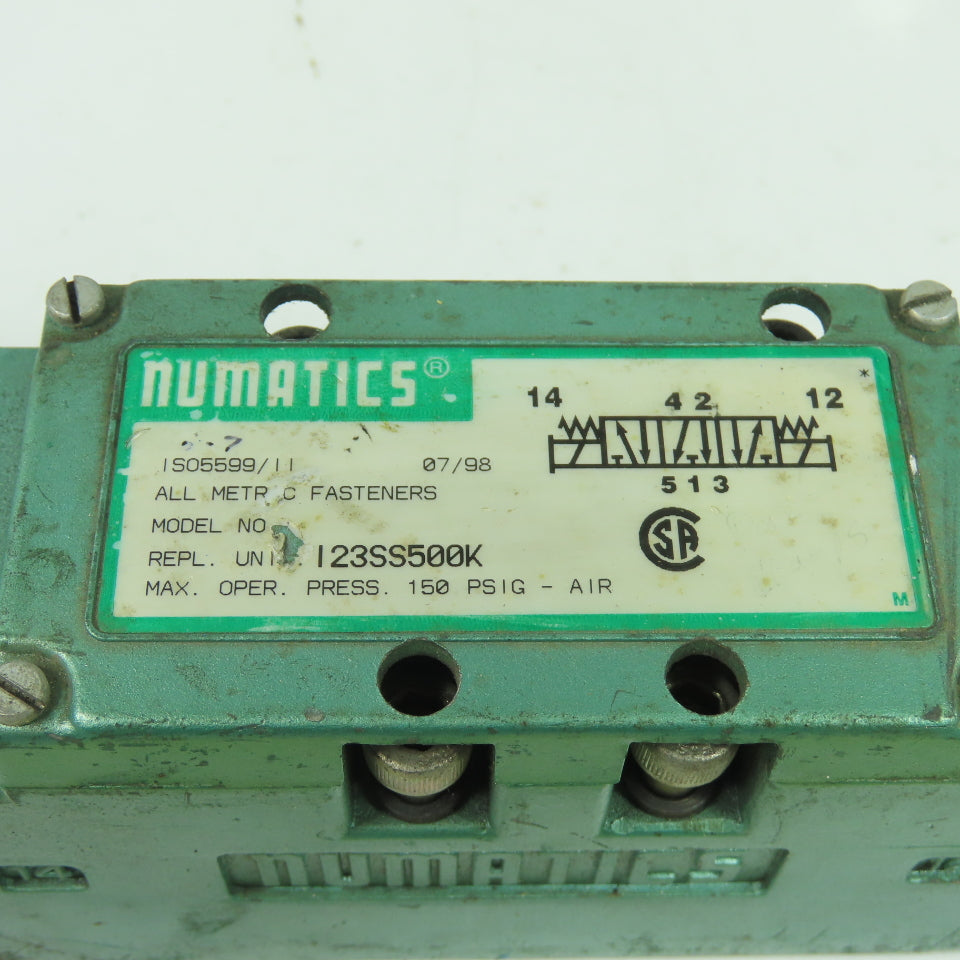 Numatics 123SS500K Pneumatic Solenoid Air Control Valve 150PSI 120V 50/60Hz