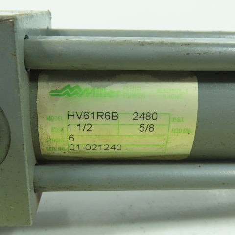 Miller HV61R6B Double Acting Hydraulic Cylinder 1-1/2" Bore 6" Stroke 2480PSI
