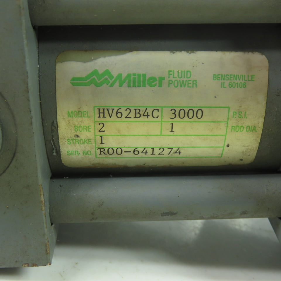 Miller HV62B4C Double Action Hydraulic Cylinder 2" Bore 1" Stroke 3000PSI
