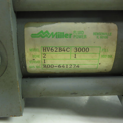 Miller HV62B4C Double Action Hydraulic Cylinder 2" Bore 1" Stroke 3000PSI
