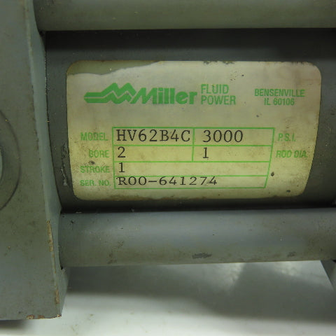 Miller HV62B4C Double Action Hydraulic Cylinder 2" Bore 1" Stroke 3000PSI