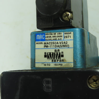 MAC MAC250A-V2A2-PM-111DA 5/2 Double Directional Solenoid Valve 150PSI 120V Coil