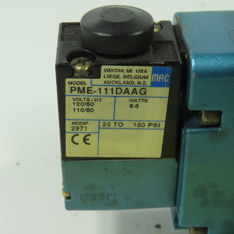 MAC MAC250A-V2A2-PM-111DA 5/2 Double Directional Solenoid Valve 150PSI 120V Coil