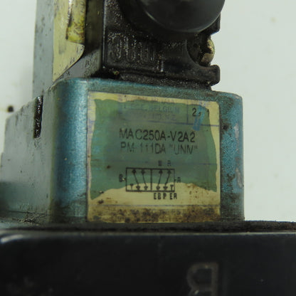 MAC MAC250A-V2A2-PM-111DA 5/2 Double Directional Solenoid Valve 150PSI 120V Coil