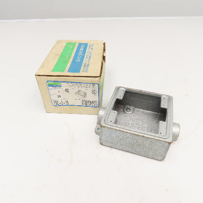 OZ Gedney FSC-2-75 3/4" Hub Cast Iron Outlet Box FSC Style Two Gang No Cover