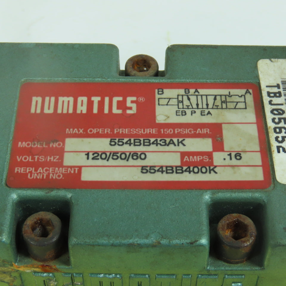 Numatics 554BB43AK 2-Position Pneumatic Solenoid Valve 120V Coil