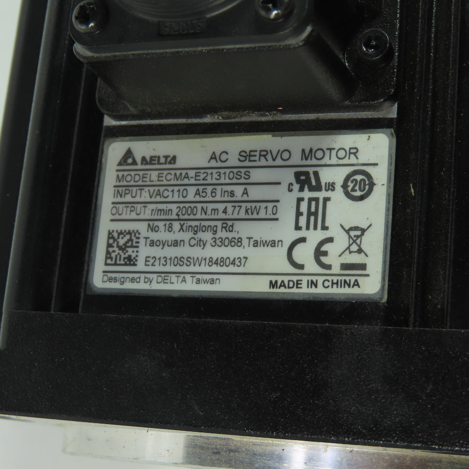 Delta ECMA-E21310SS AC Servo Motor 110VAC 2000RPM 1.0kW 5.6A