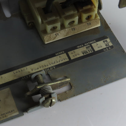 Allen Bradley YUW934216/1A1 Size 2 Mcc Motor Starter Bucket 25HP 480V 3PH 3 Pole