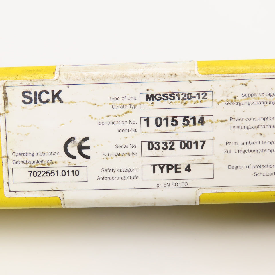Sick MGSS120-12 24V Safety Light Curtain 48" Transmitter