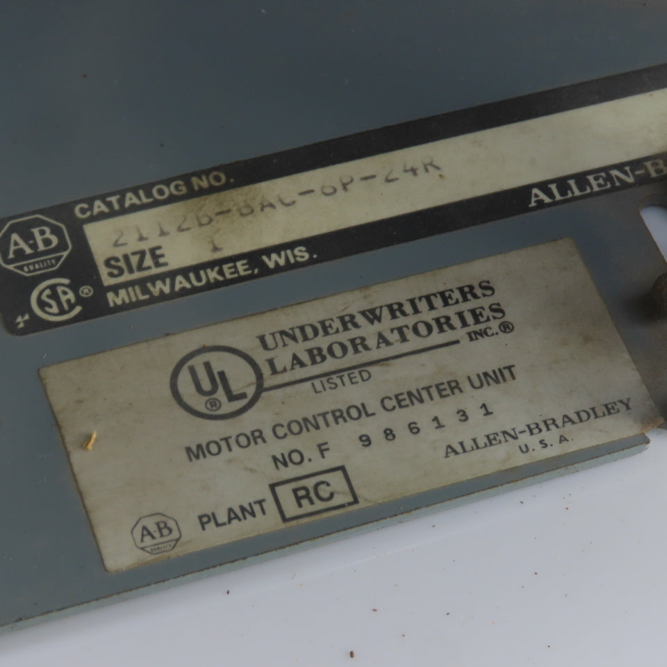 Allen Bradley 2112B-BAC-6P-24R Size 0 Mcc Motor Starter Bucket 5HP 600V 3PH