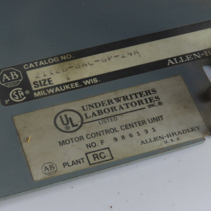 Allen Bradley 2112B-BAC-6P-24R Size 0 Mcc Motor Starter Bucket 5HP 600V 3PH