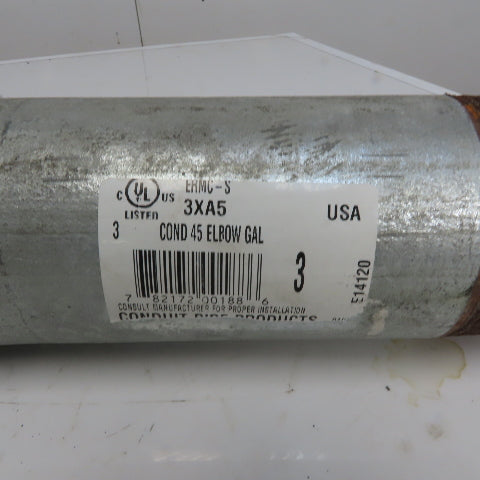 3" 45° Galvanized Ridgid Ridged Steel Conduit Elbow