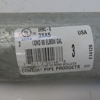 3" 90° Galvanized Ridgid Ridged Steel Conduit Elbow