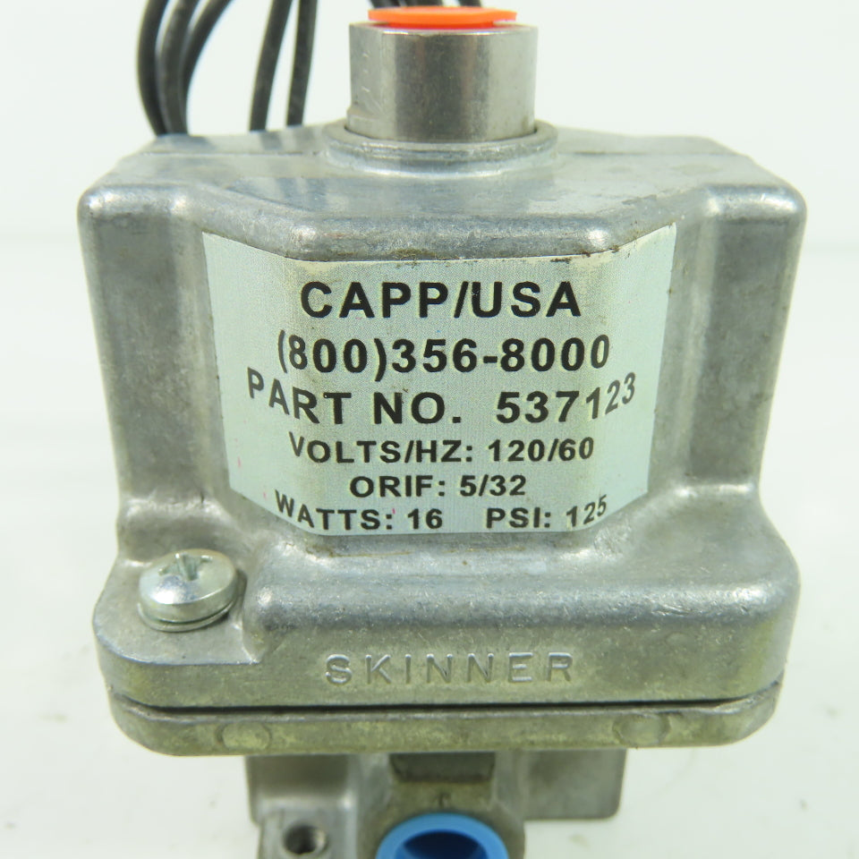 Skinner 537123 Solenoid Valve 120V 60Hz 125PSI 1/4" NPT