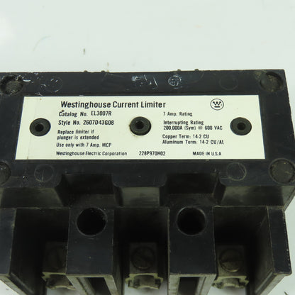 Westinghouse EL3007R Current Limiter 7A 600VAC