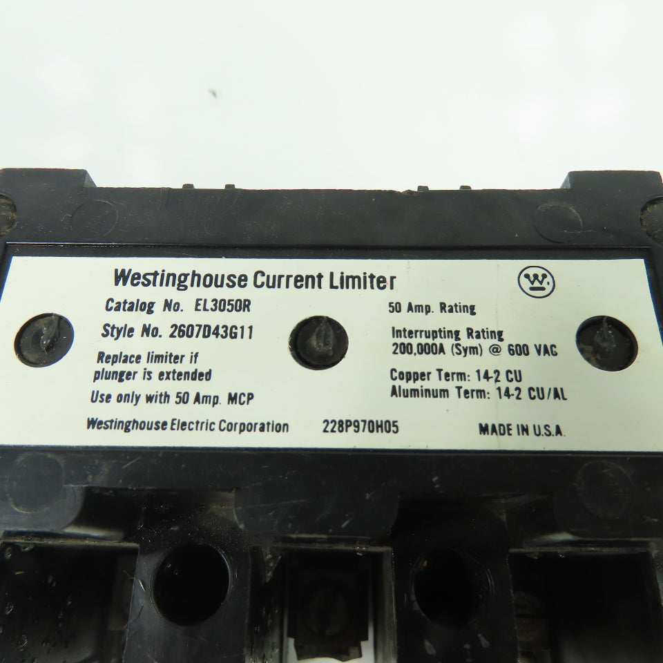 Westinghouse EL3007R Current Limiter 50A 600VAC