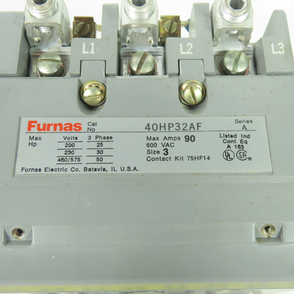 Furnas 40HP32AF Ser A 600V 90A Size 3 Contactor 110/120V Coil