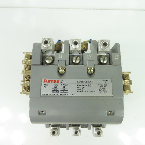 Furnas 40HP32AF Ser A 600V 90A Size 3 Contactor 110/120V Coil