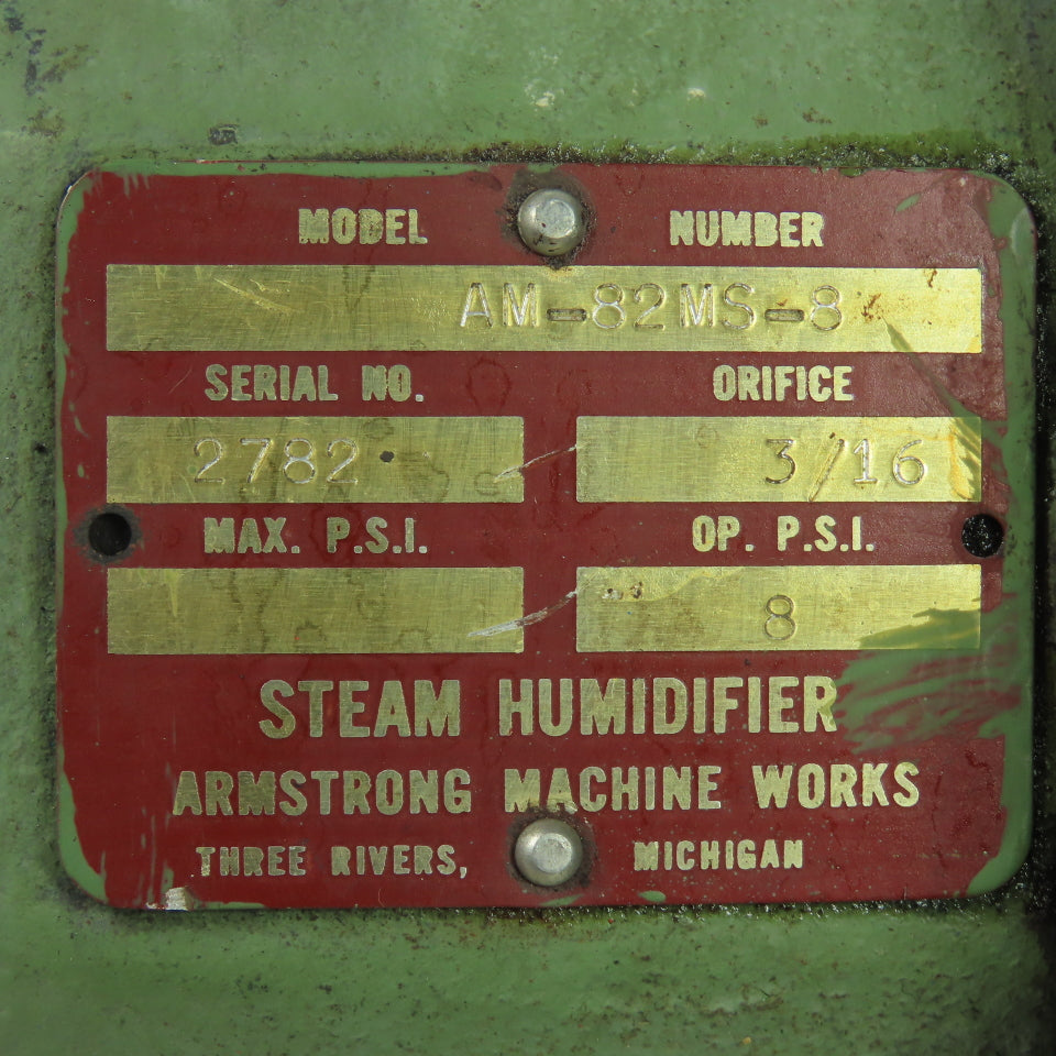 Armstrong Machine AM-82MS-8 Steam Humidifier 8PSI 3/16 Orifice