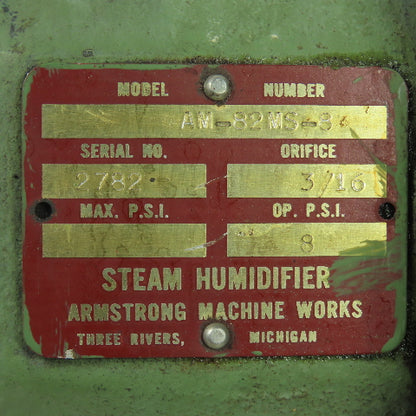 Armstrong Machine AM-82MS-8 Steam Humidifier 8PSI 3/16 Orifice