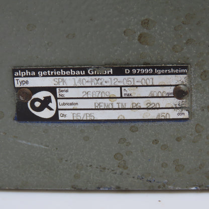 Alpha Getriebebau SPK 140-MX2-12-051-001 12:1 Ratio Right Angle Gear Reducer