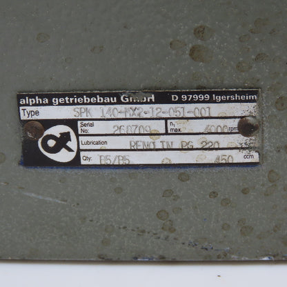 Alpha Getriebebau SPK 140-MX2-12-051-001 12:1 Ratio Right Angle Gear Reducer